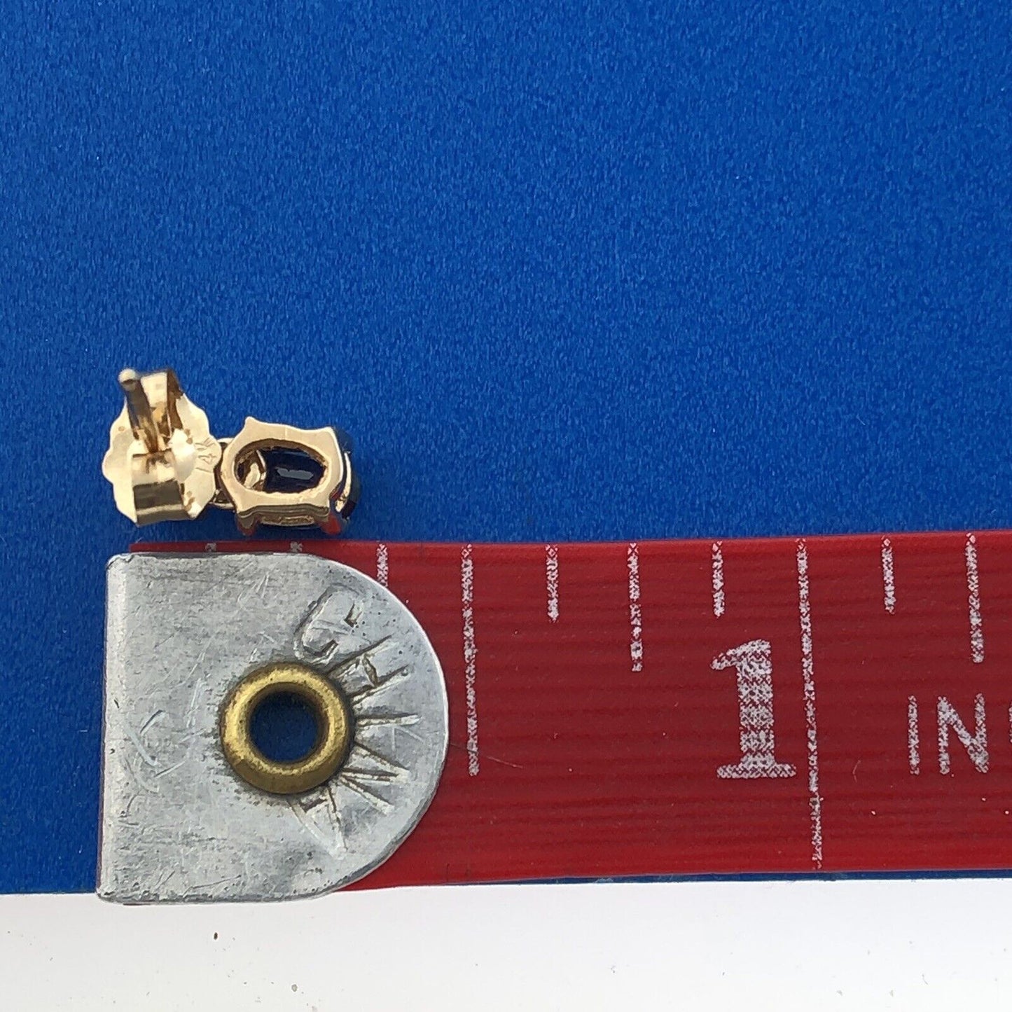 Gorgeous 14k Yellow Gold Oval Blue Sapphire Diamond Accent Dangle Stud Earrings