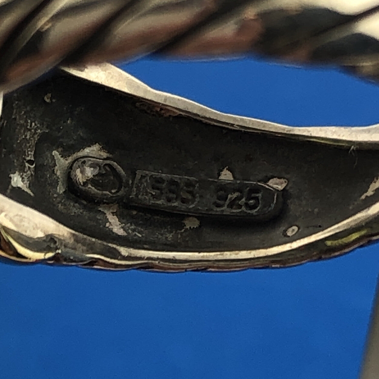 David Yurman 925 Sterling Silver 14K Yellow Gold Peridot Classic Cable Dome Ring