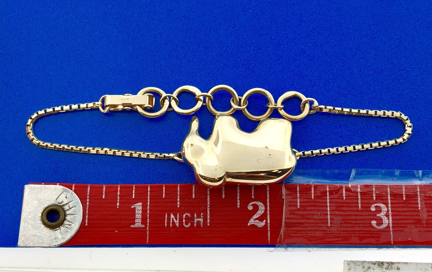 Mignon Faget 14K Yellow Gold Elephant Animal Cracker Venetian Box Link Bracelet