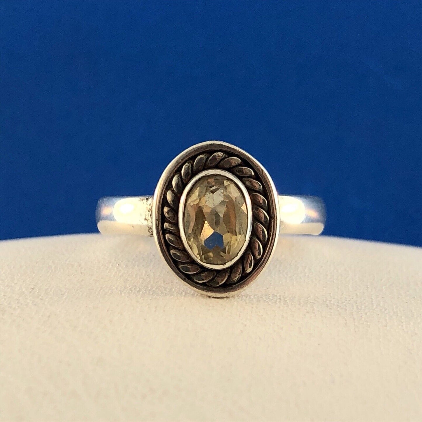 Retro Sterling Silver 925 Oval Citrine November Anniversary Birthstone Ring