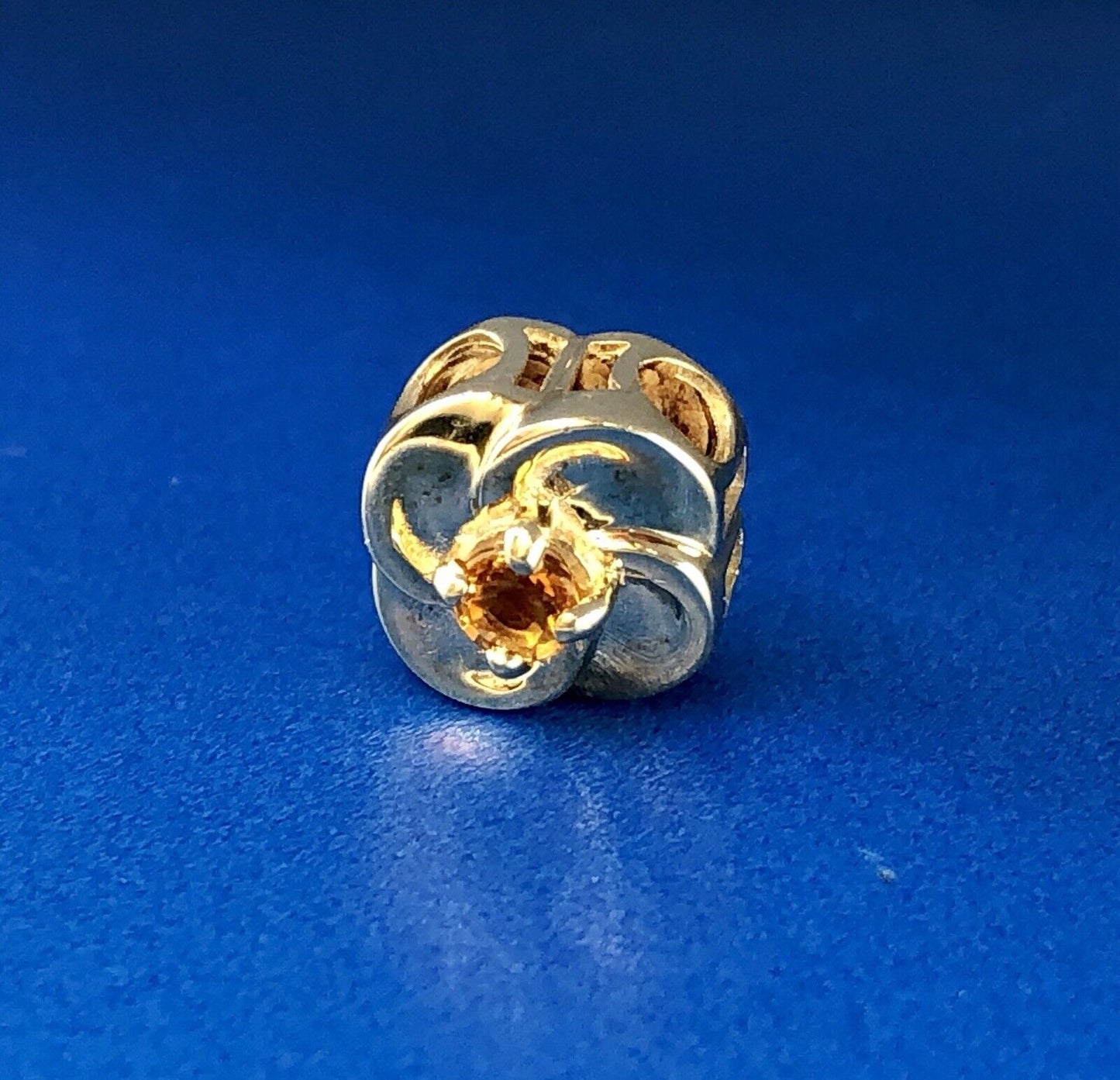 Designer DDH 10K Yellow Gold Citrine Flower November Slide Bracelet Charm