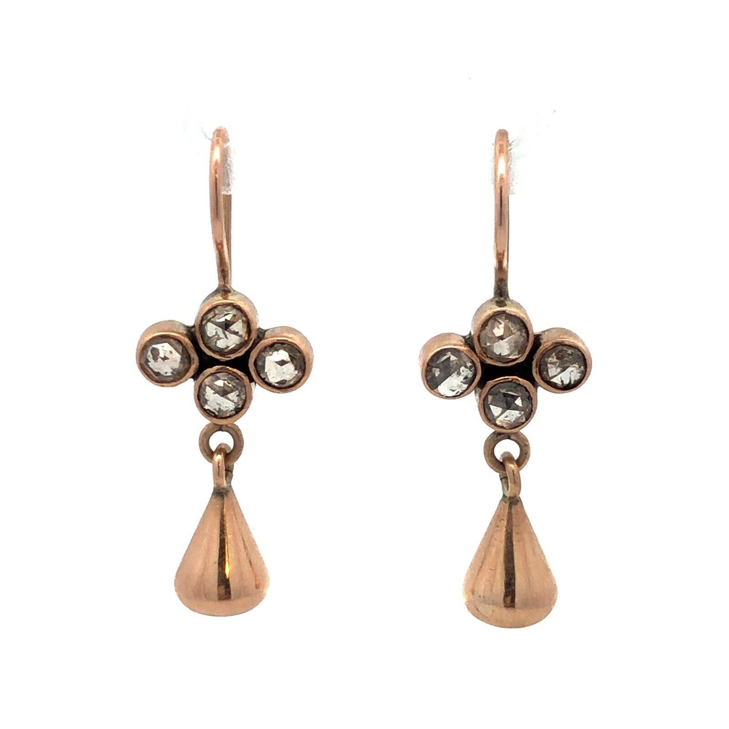 Designer Jane Diaz 10K Yellow Gold Champagne Diamond Drop Dangle Hook Earrings