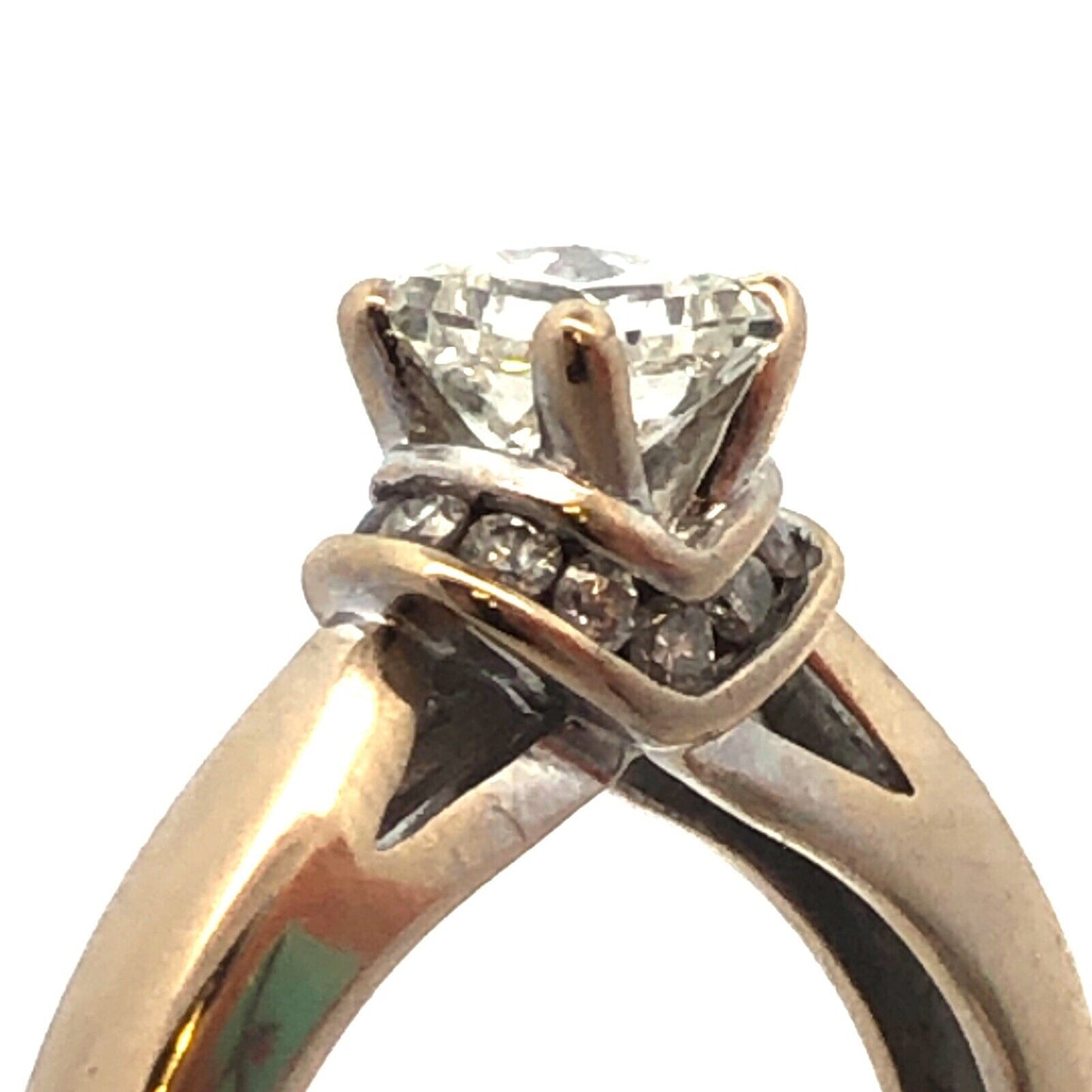 14K White Gold Princess Diamond Center Accented Size 7. 25 Engagement Ring