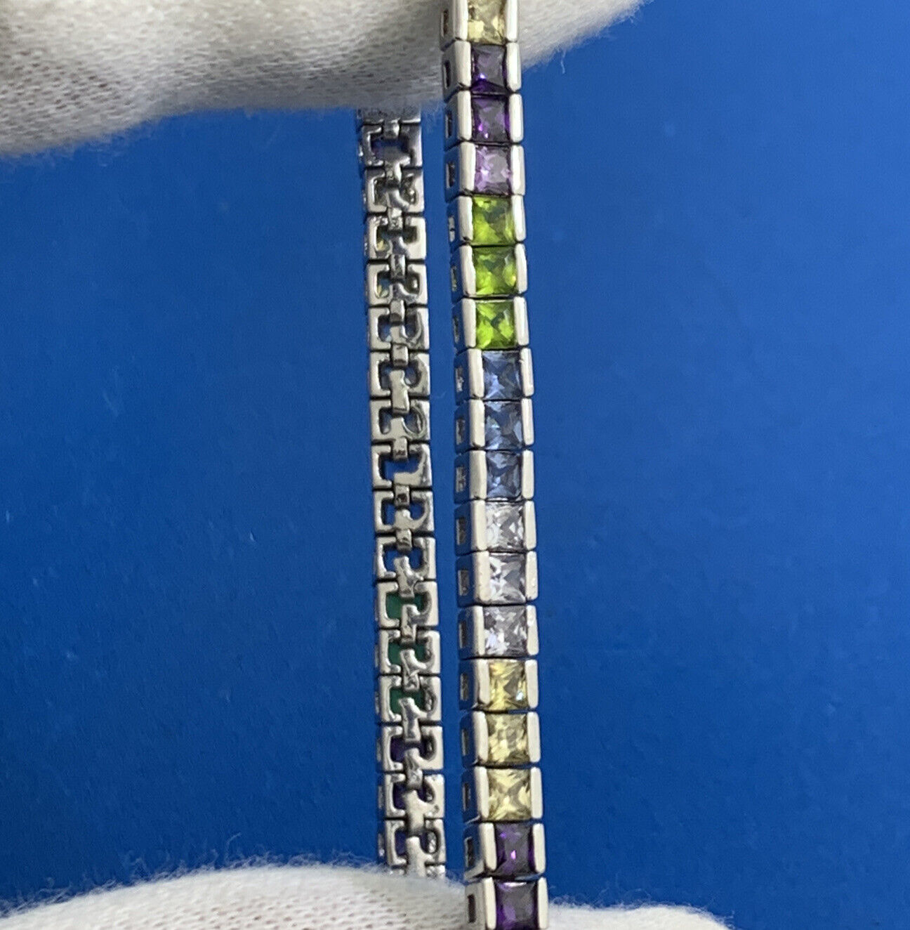 FAS Citrine White Purple Amethyst Peridot Blue Tourmaline Sterling Tennis Bracel