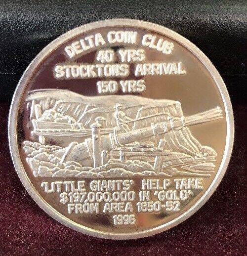 1996 Delta Coin Club of Stockton 40th Annv/Stockton's 150th Annv .999 Silver Rnd