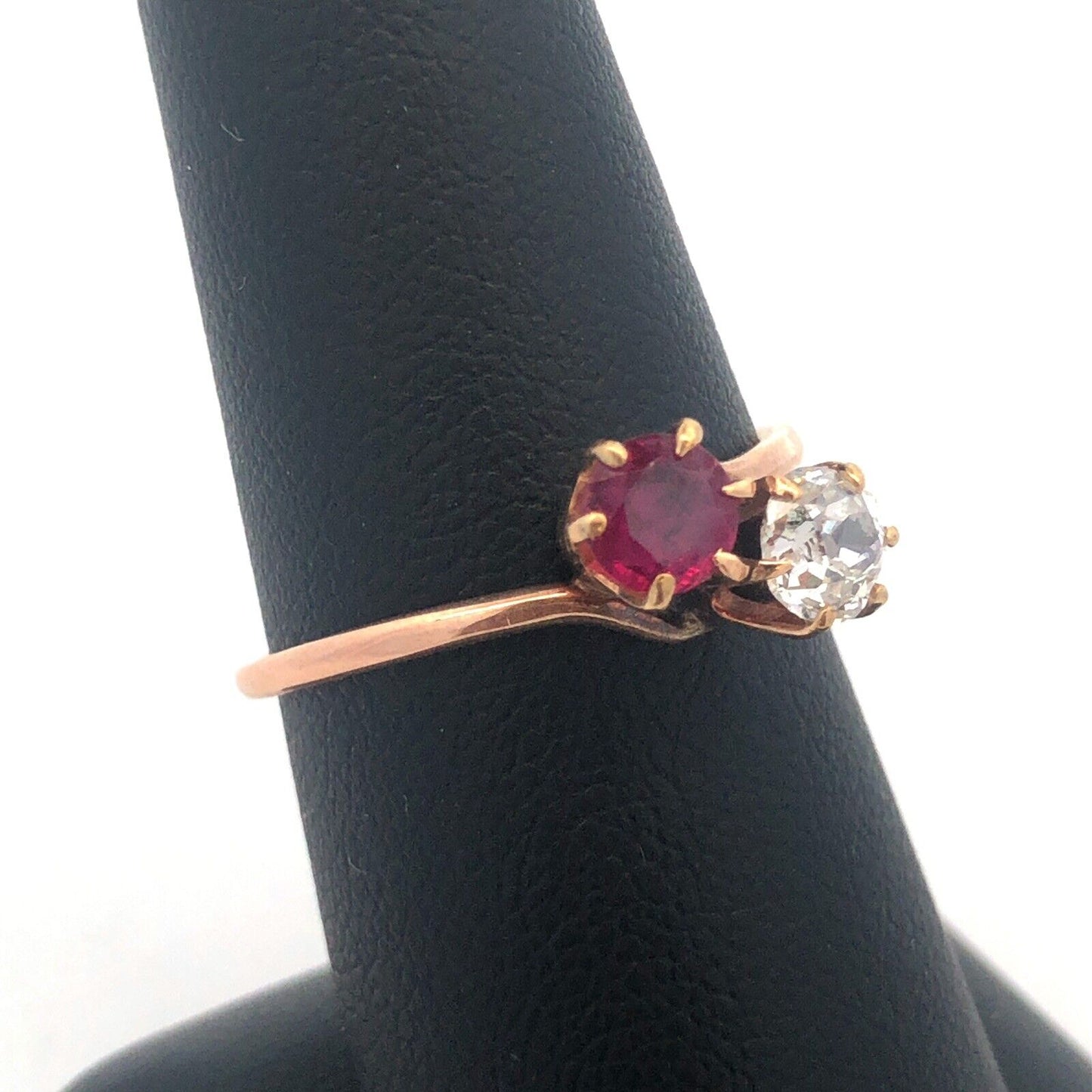 Stunning 14K Yellow Gold Diamond Ruby Duo Engagement Anniversary Cocktail Ring