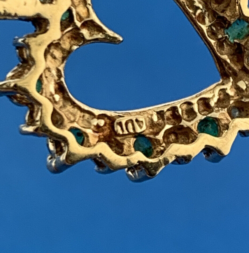 10K Yellow Gold Emerald Diamond May Birthday Anniversary Heart Pendant