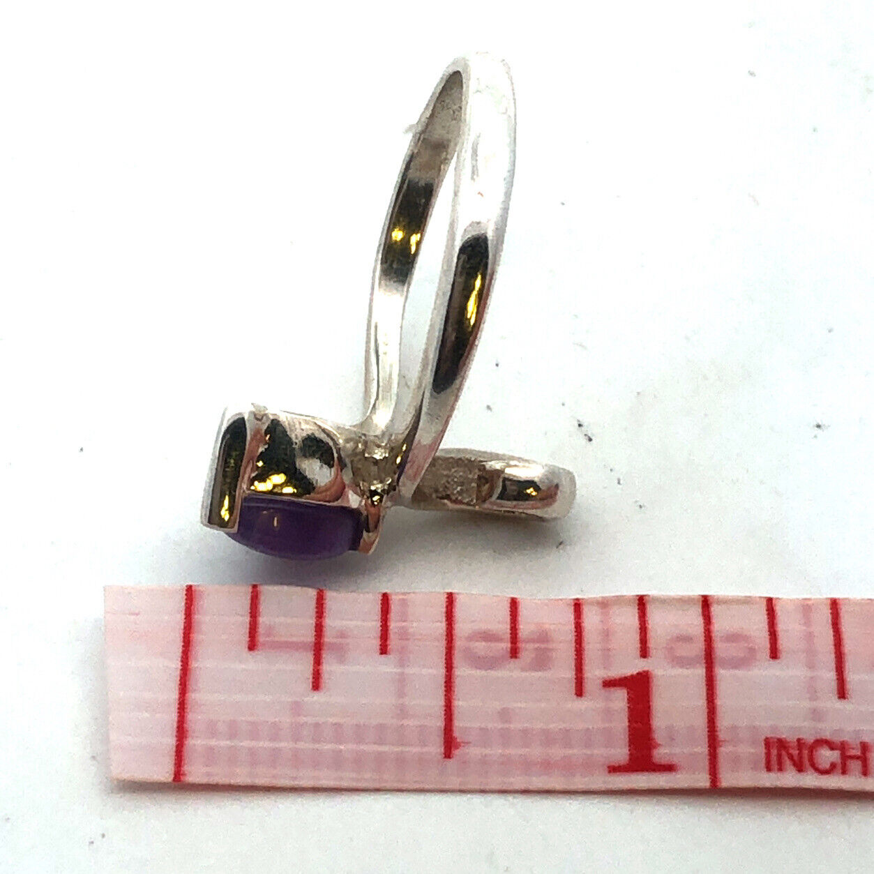 Sophia Fiori 925 Sterling Silver Natural Amethyst Cabochon Modernist Bypass Ring