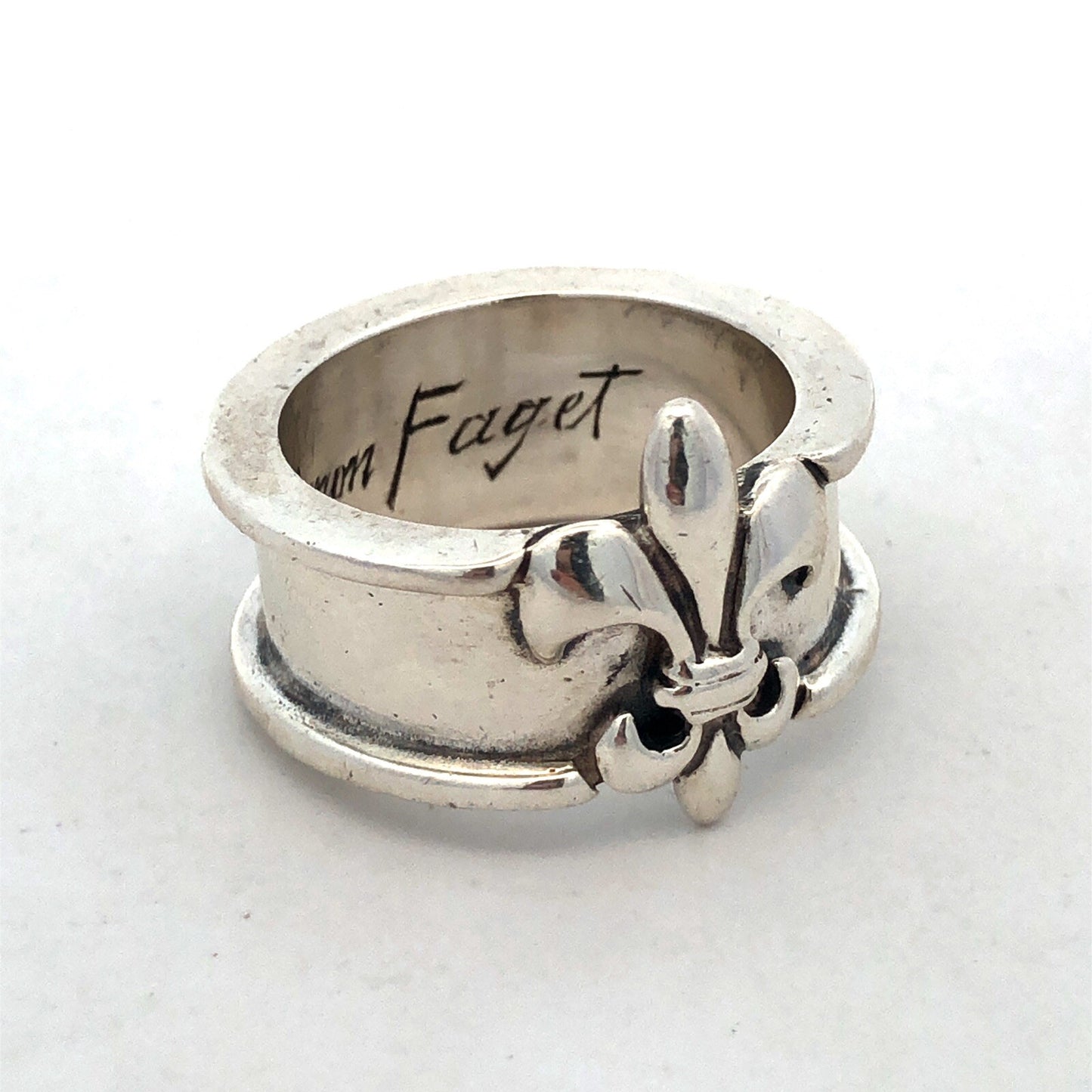 925 Sterling Silver Mignon Faget Louisiana Coll Fleur De Lis Wide Band Ring