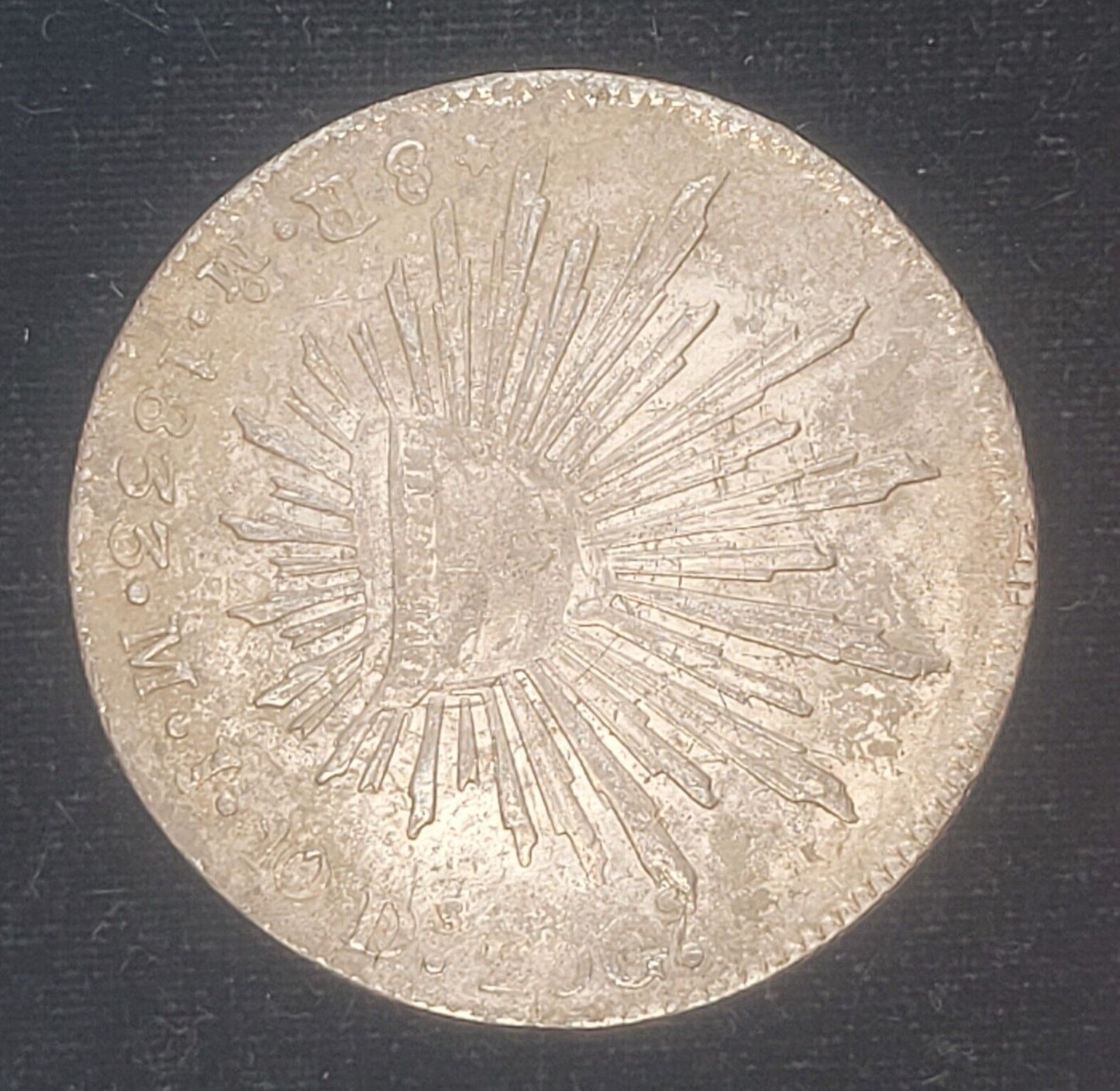 1833 Mo 8R Mexican Mint Mexico M.J. .903 Silver Milled Cap & Rays Libertad Coin