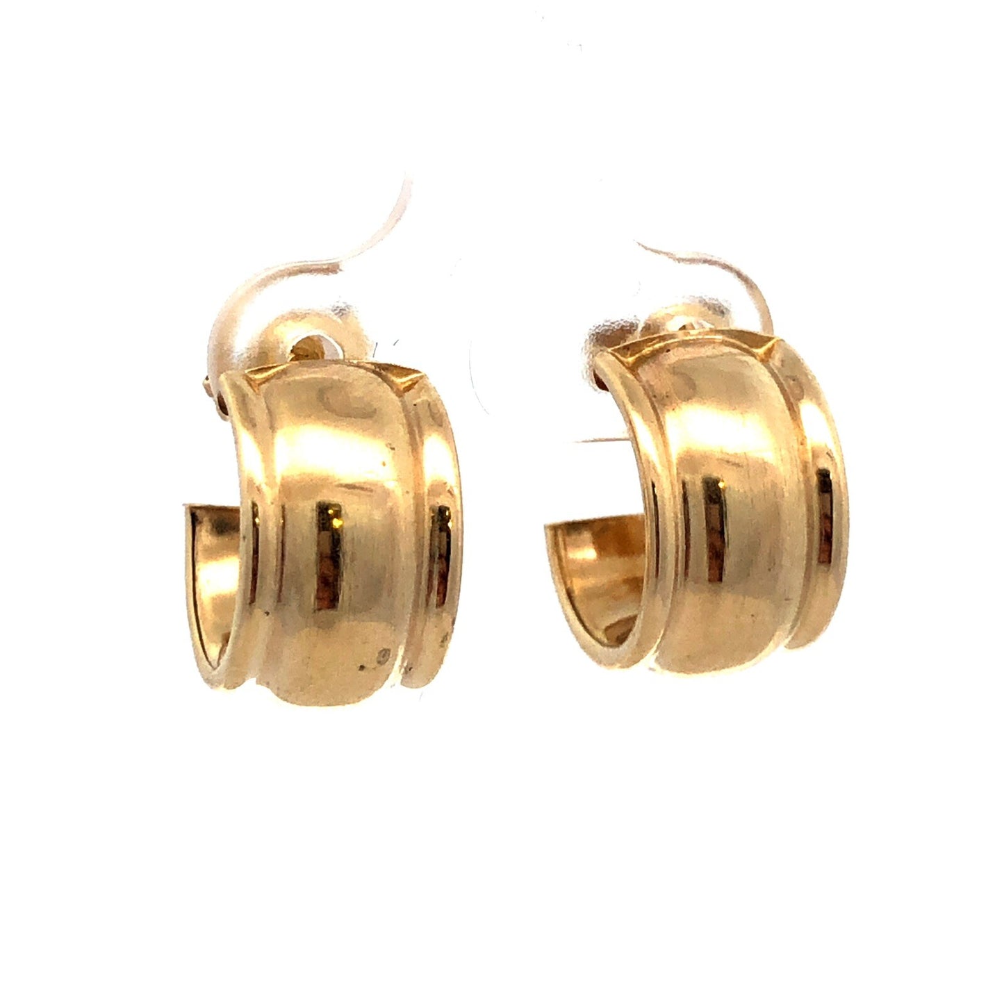 14K Yellow Gold Designer Statement Fluted Textured Round Huggy Hoop Earrings