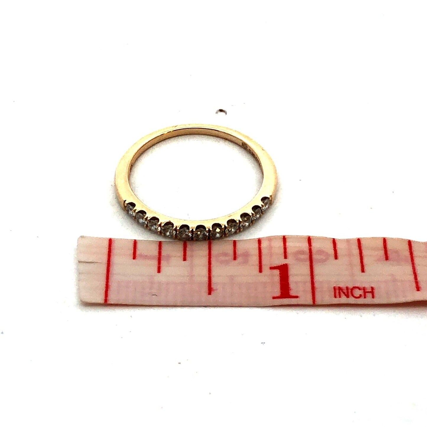 STC 14K Yellow Gold Round Diamond Wedding Anniversary Stackable Band Ring