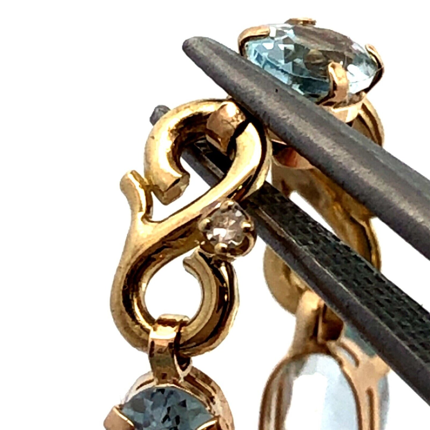 Designer MC 10K Yellow Gold Oval Aquamarine Diamond Infinity Tennis Bracelet