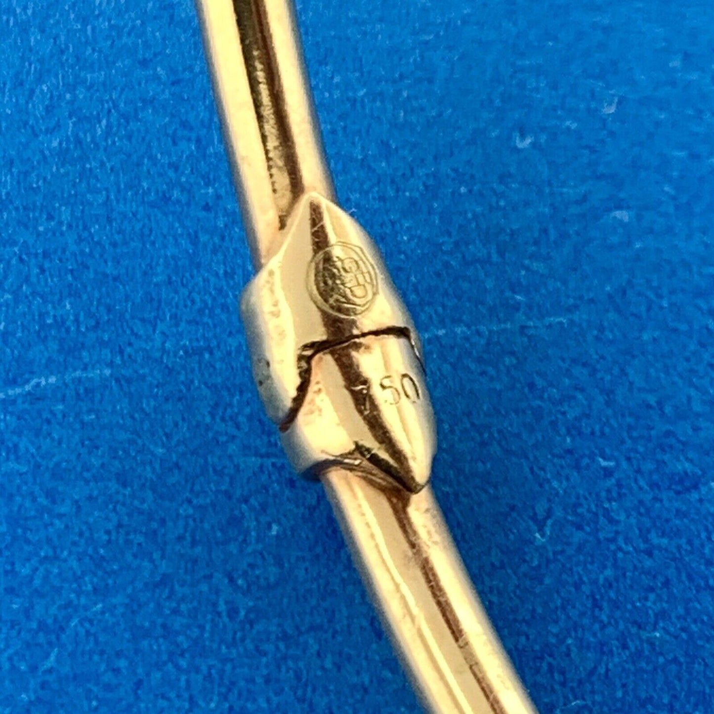 Designer 18k Yellow Gold Cubic Zirconia CZ T Shaped Open Hinged Bangle Bracelet