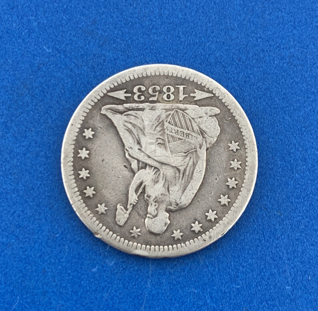 1853 25c Arrows & Rays Seated Liberty Quarter 90% Silver Rare Date Type Coin