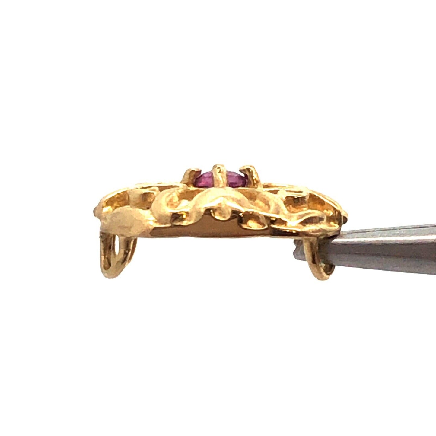 Designer 10K Yellow Gold Ruby July Birthday Anniversary Slide Bracelet Charm