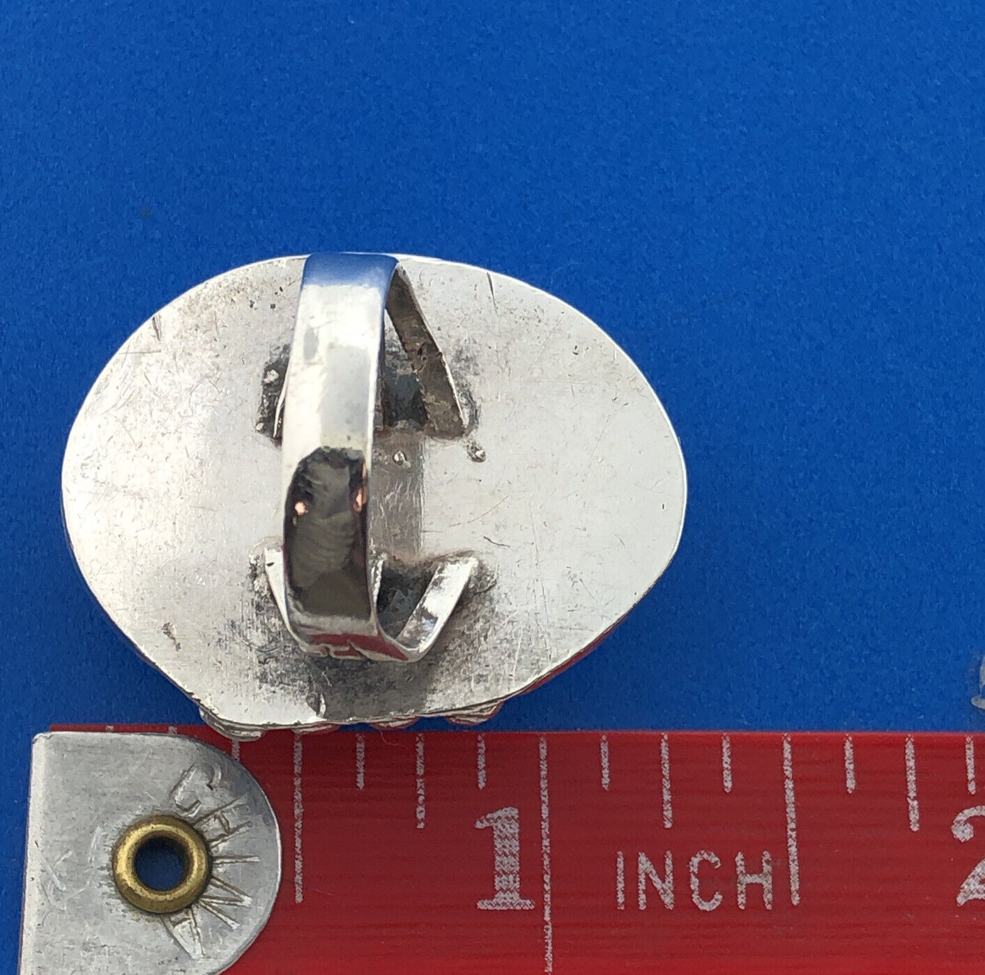 Estate Native American 925 Sterling Silver Turquoise Cabochon Statement Ring