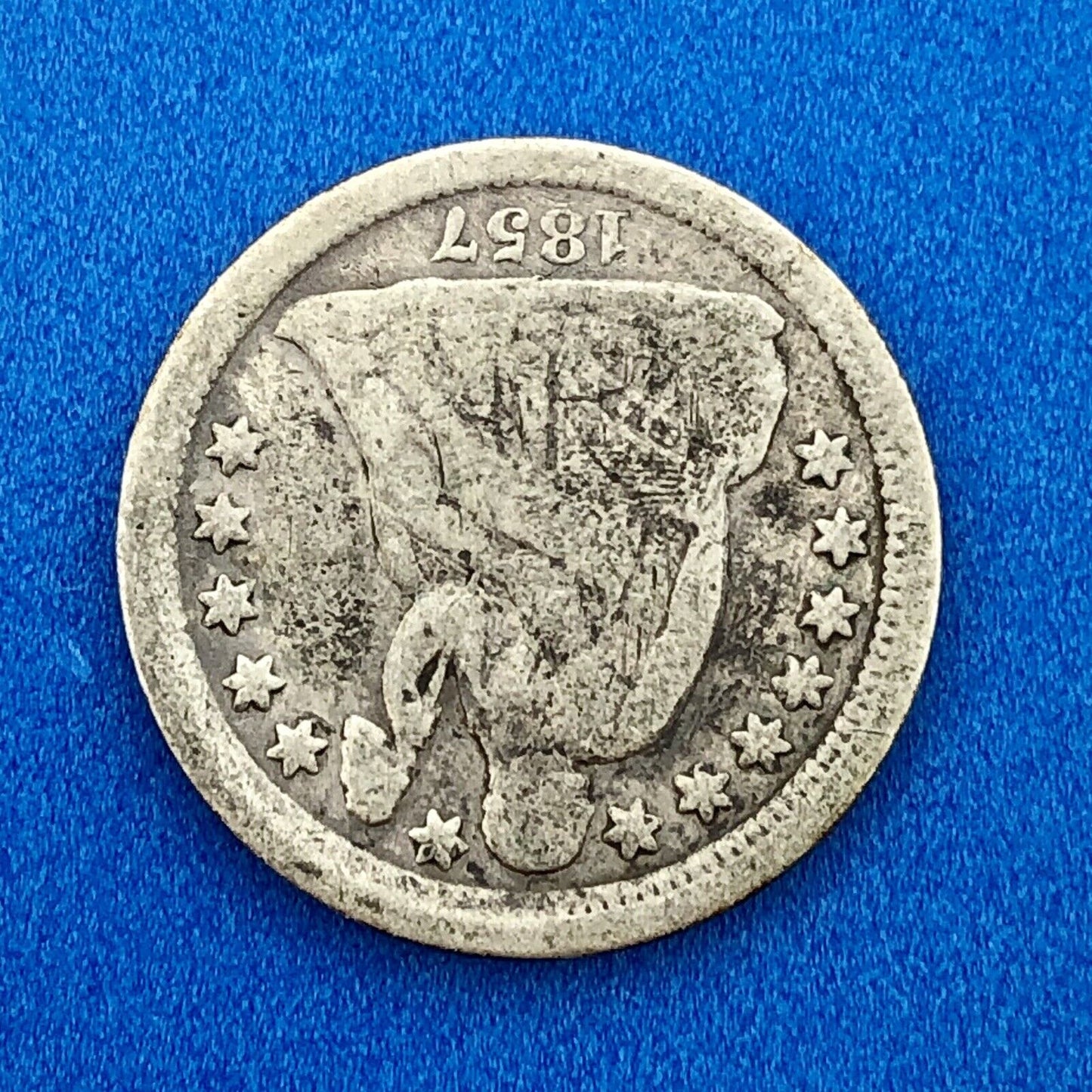 1857 P Seated Liberty Silver Dime 10c Better Key Philadelphia Mint Coin