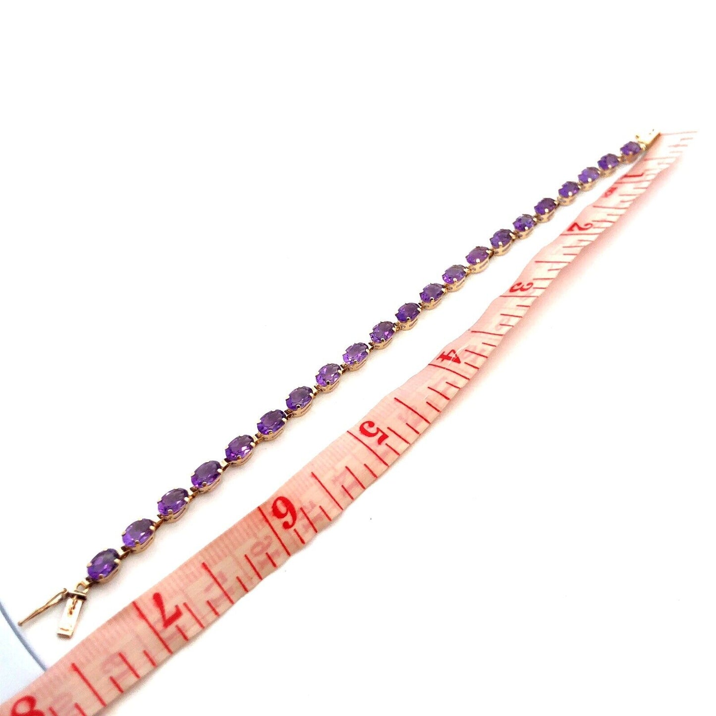 Designer 10K Yellow Gold Purple Amethyst February Birthstone Tennis Bracelet