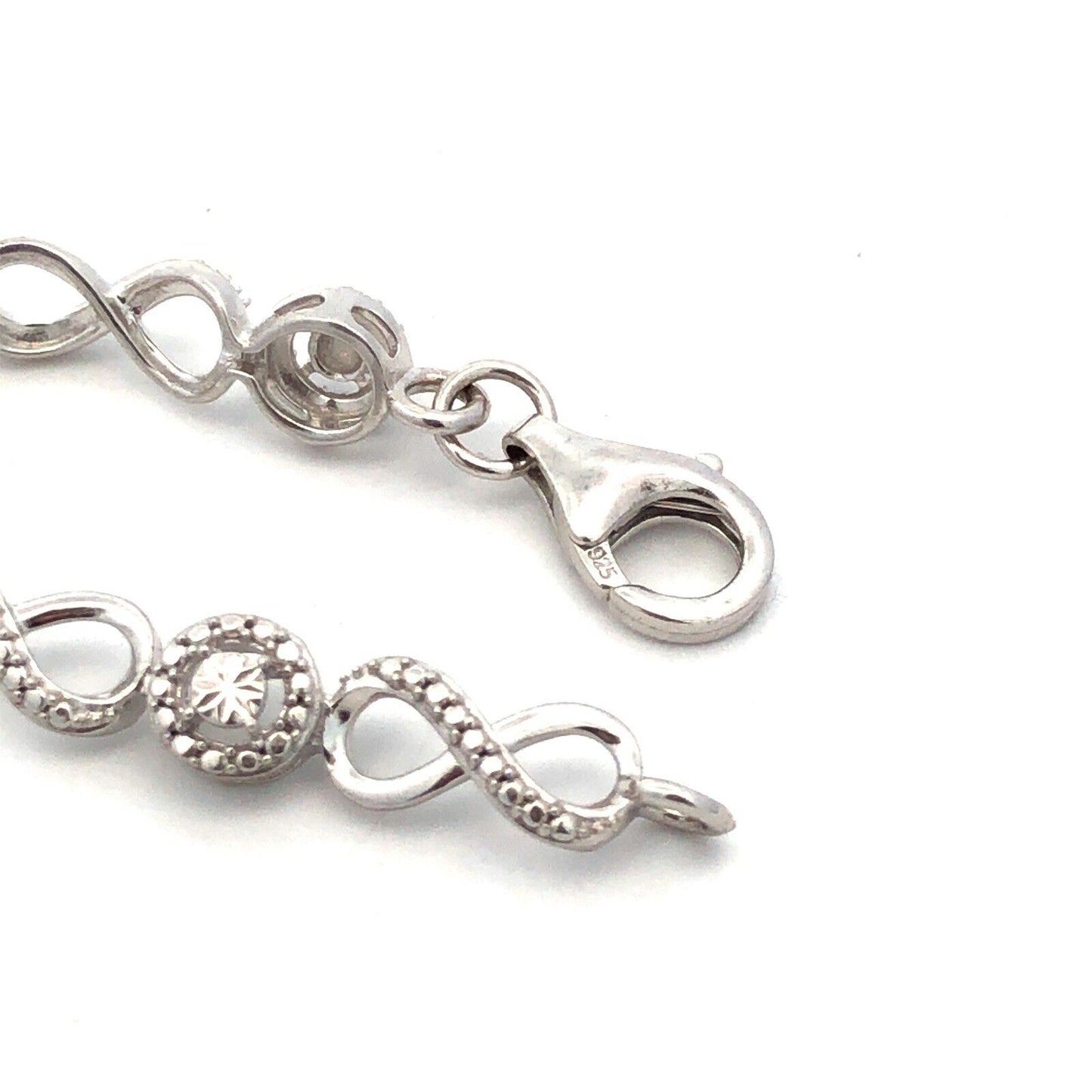 Designer JWBR 925 Sterling Silver Textured Infinity Anniversary Tennis Bracelet