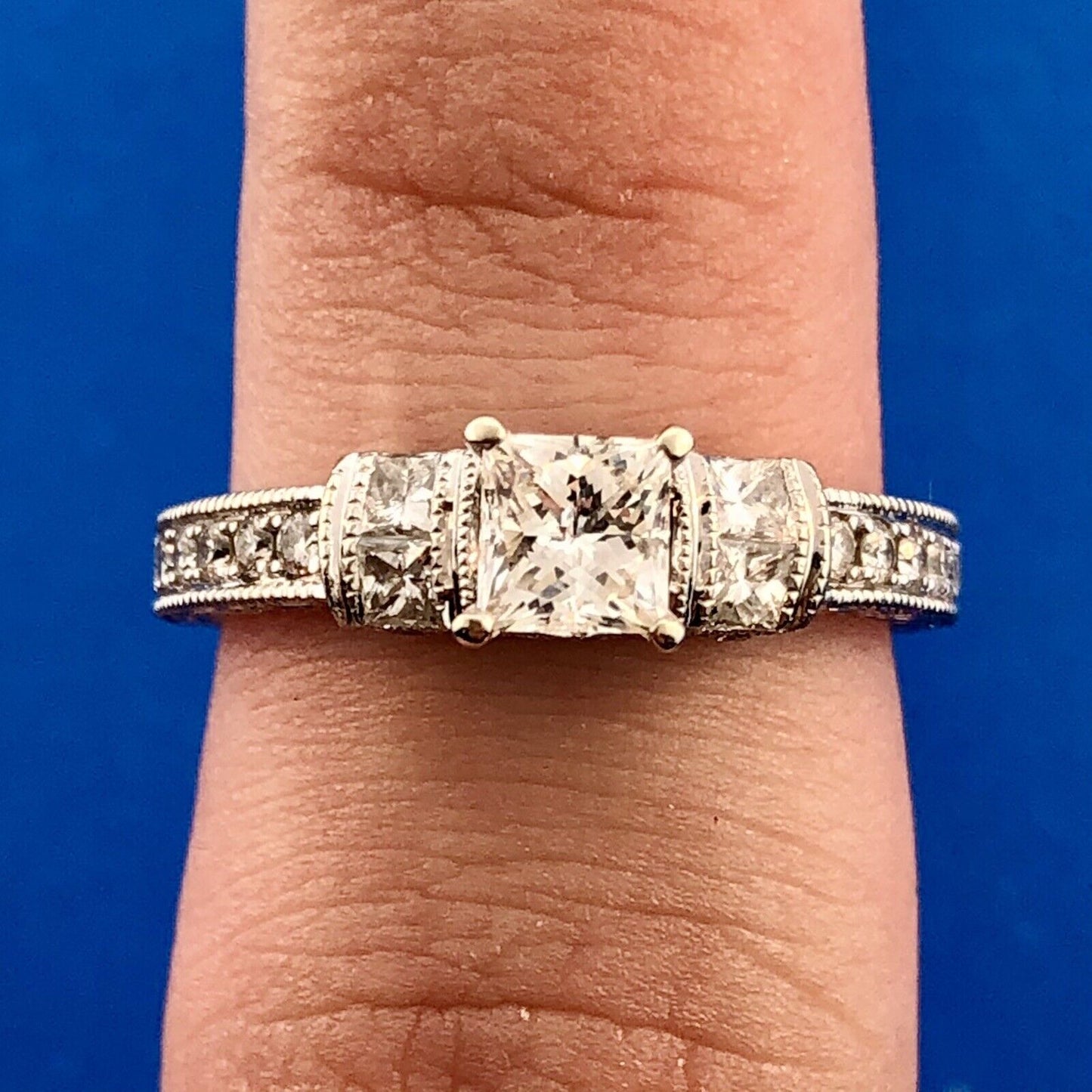 Neil Lane 14K White Gold Diamond Princess Solitaire Accents Engagement Ring