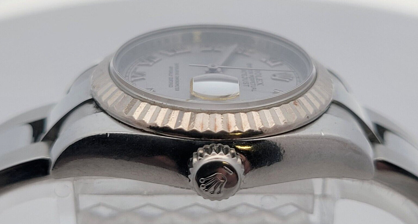 Ladies Rolex Oyster Perpetual Datejust Stainless Rhodium Roman Dial - 179174