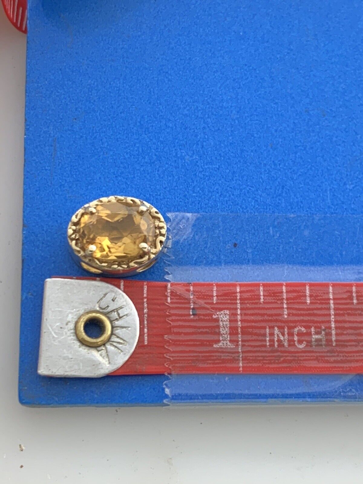 Vintage Designer DDH 10K Yellow Gold Oval Citrine Slide Bracelet Charm
