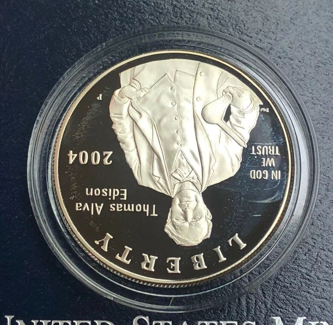 1994 P Thomas Alva Edison Commemorative Proof Silver $ Dollar OMP/COA