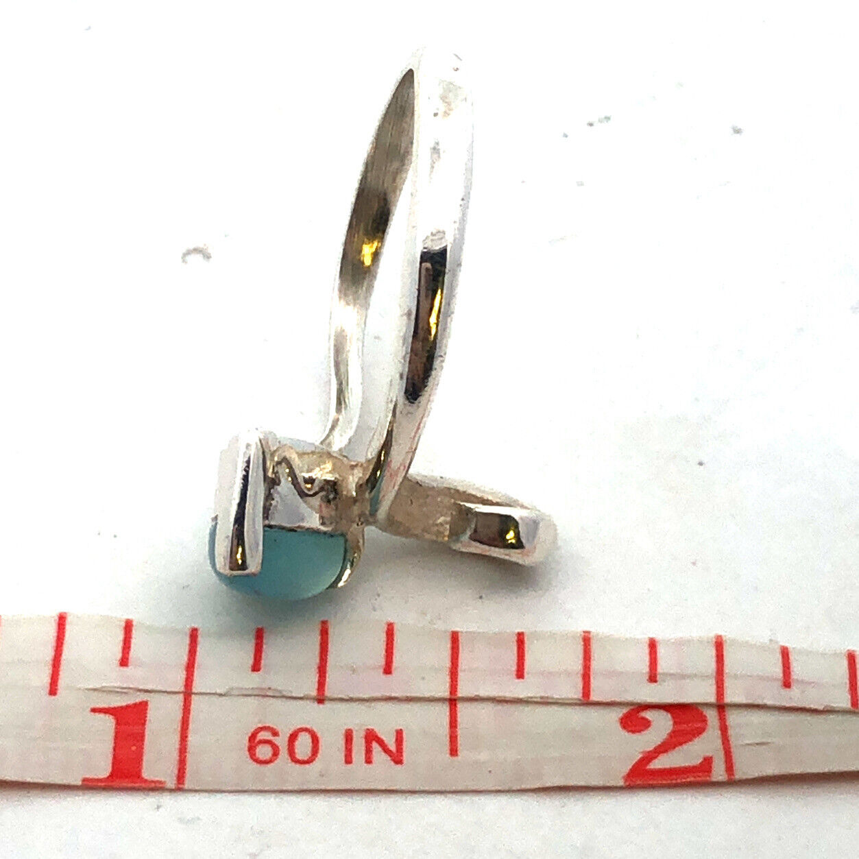 Sohpia Fiori 925 Sterling Silver Pear Aventurine Cabochon Modernist Bypass Ring