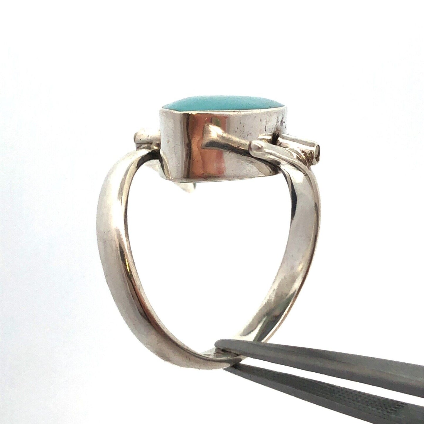 Designer HCB Mexico 925 Sterling Silver Turquoise Abalone Modernist Flip Ring