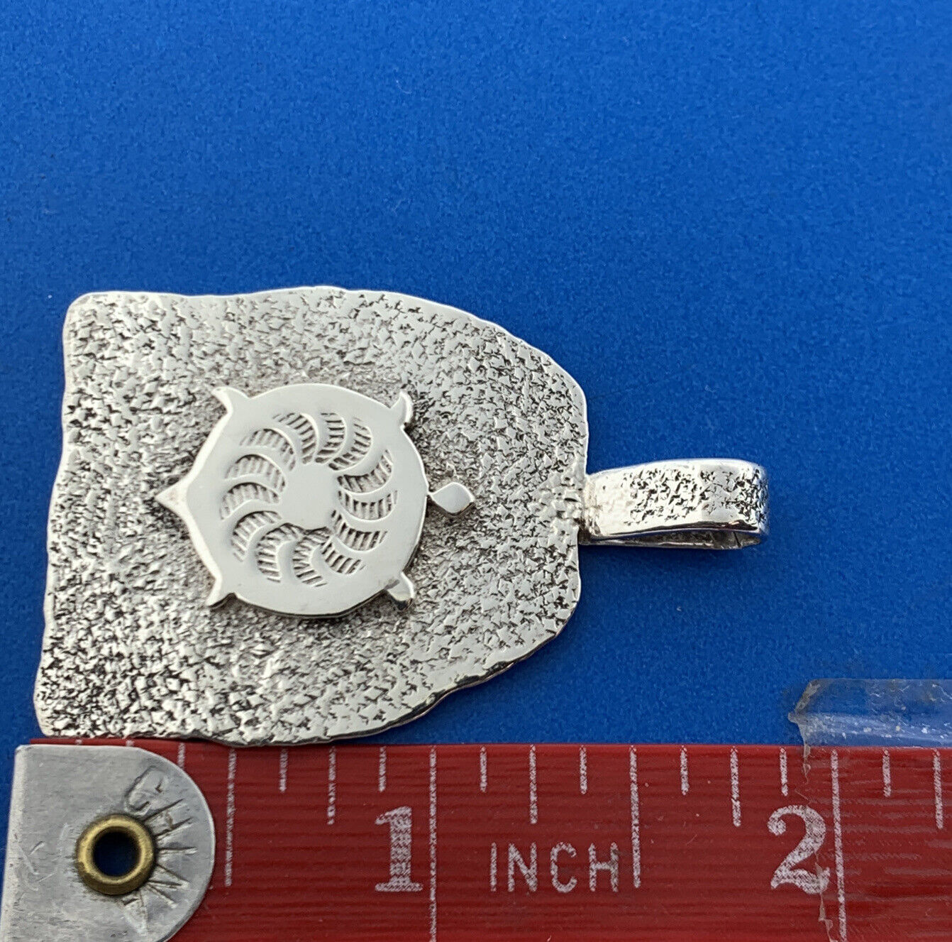 Designer JN Sterling Silver 925 Turtle Shell Design Textured Bell Pendant