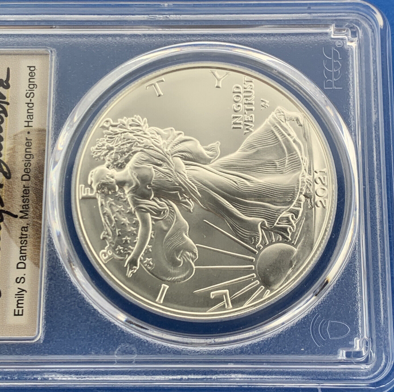 2021 Silver Eagle 999 Fine Silver PCGS MS 70 Type 2 First Strike Emily Damastra