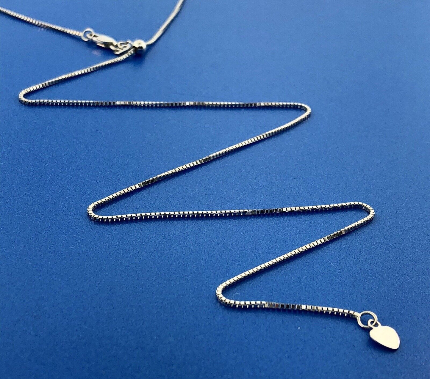 Designer RCI Turkey 14K White Gold Lariat Slide Style Box Chain Necklace