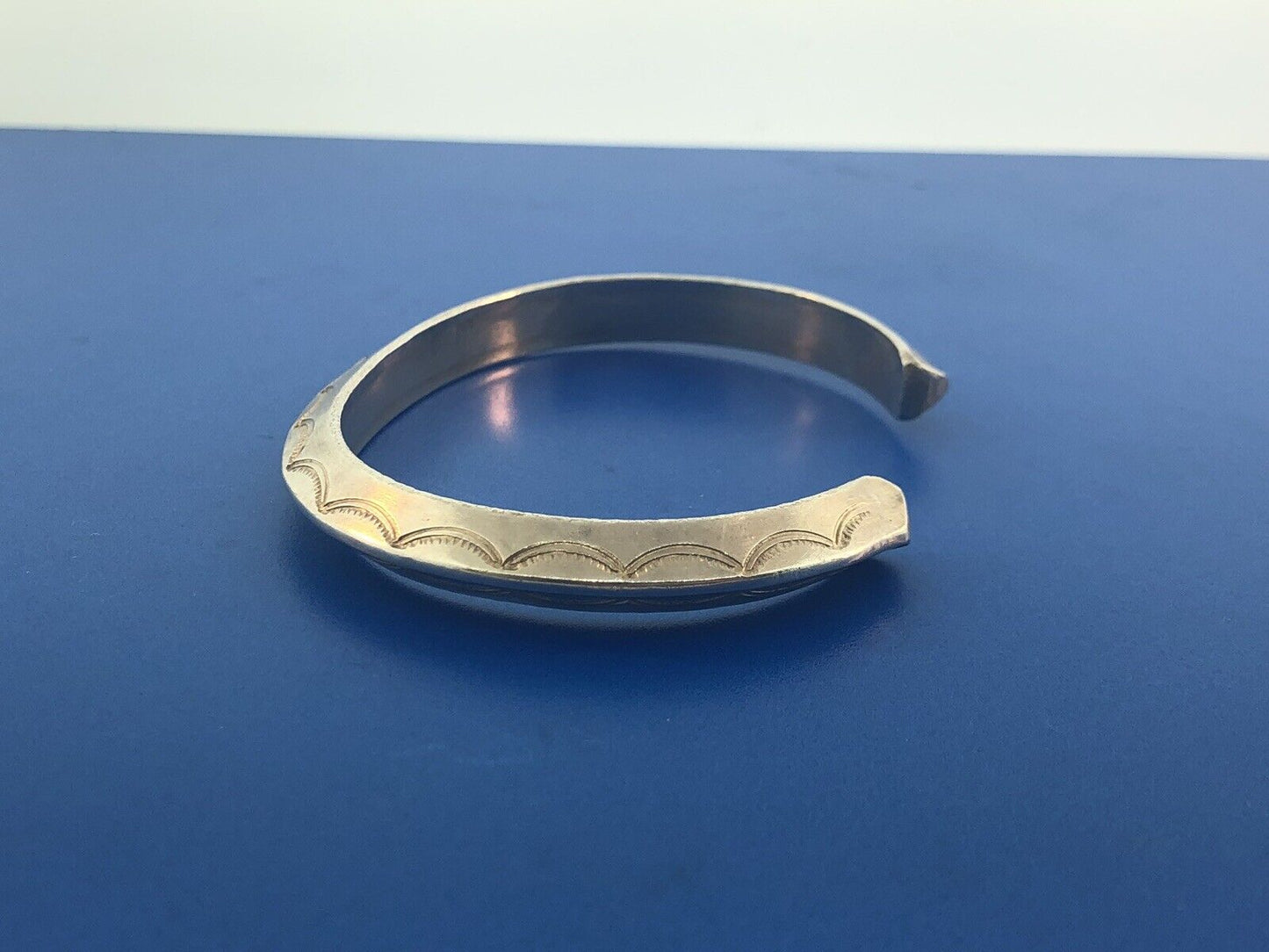Vintage Native American 925 Sterling Silver Concho Statement Cuff Bracelet