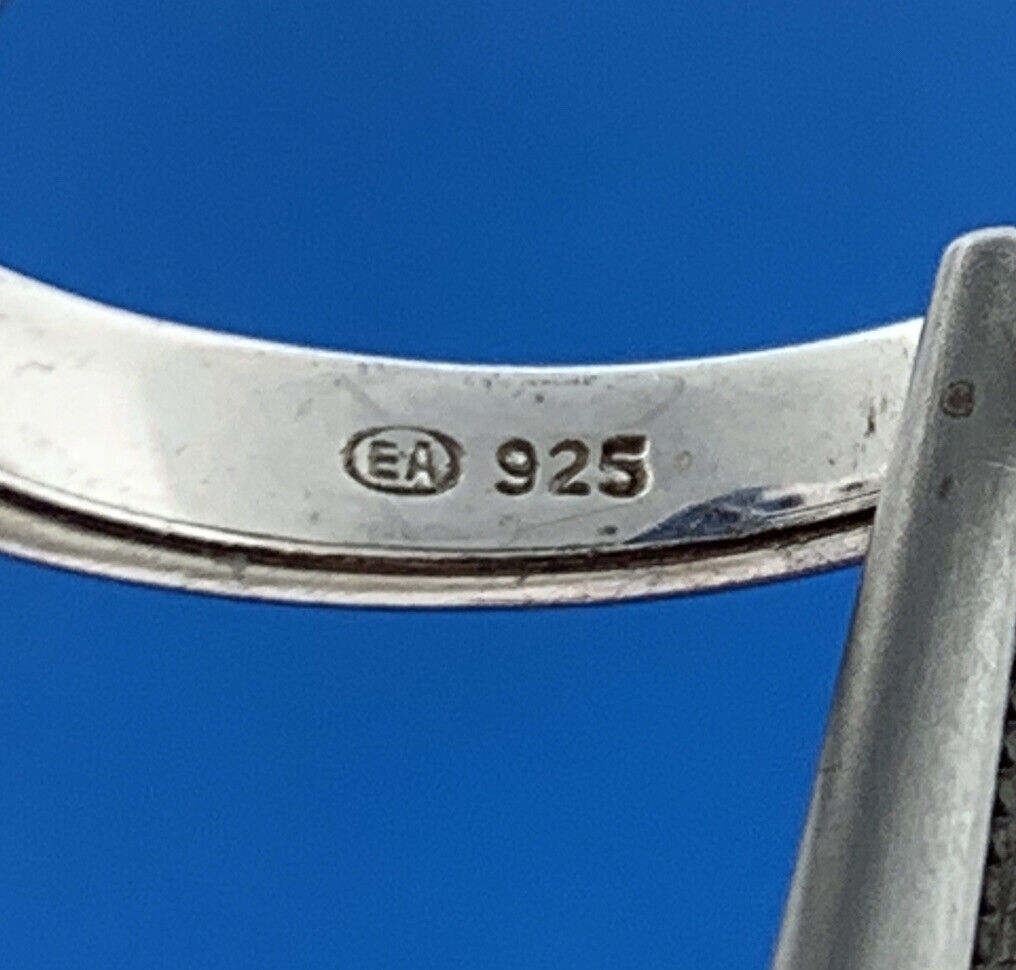 Designer EA 925 Sterling Silver Pave Diamond Heart Anniversary Dome Ring