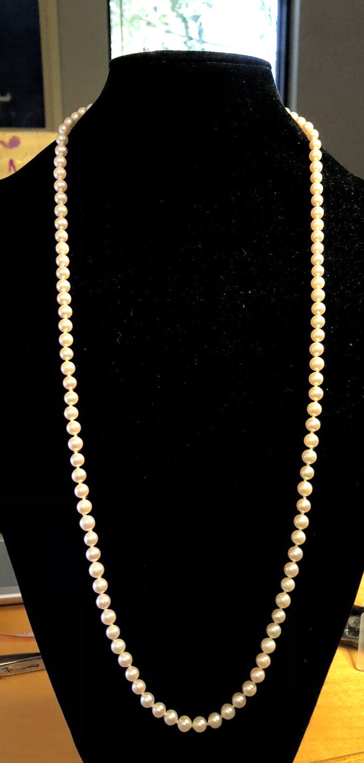 Estate 14KT Yellow Gold White Pearl June Anniversary Wedding Necklace