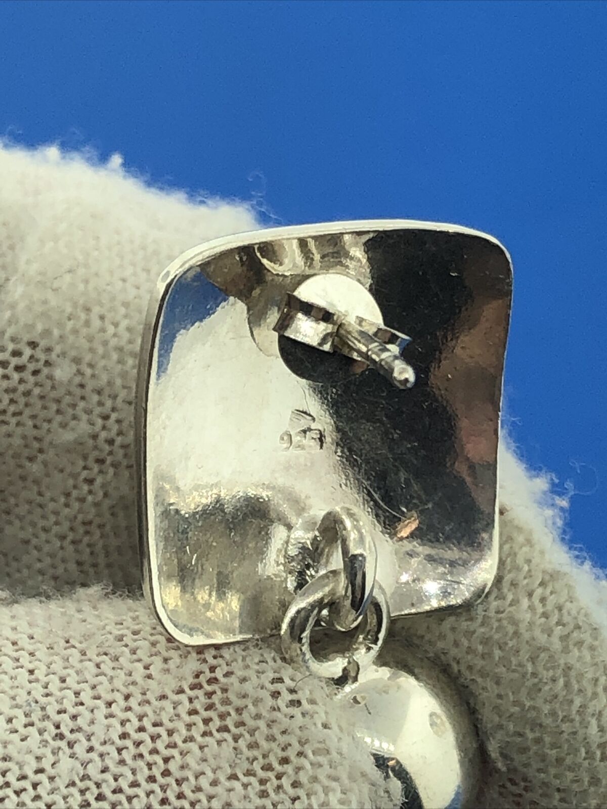 Silpada 925 Sterling Silver Modernist Geometric Ball Square Dangle Stud Earrings