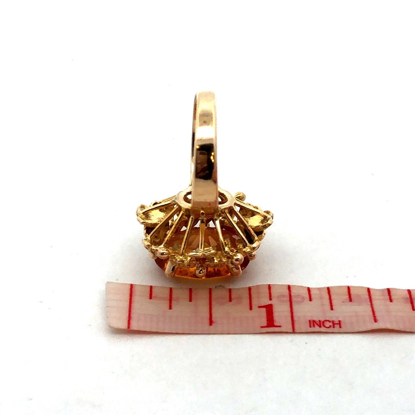 14K Yellow Gold Oval Orange Citrine November Anniversary Statement Cocktail Ring