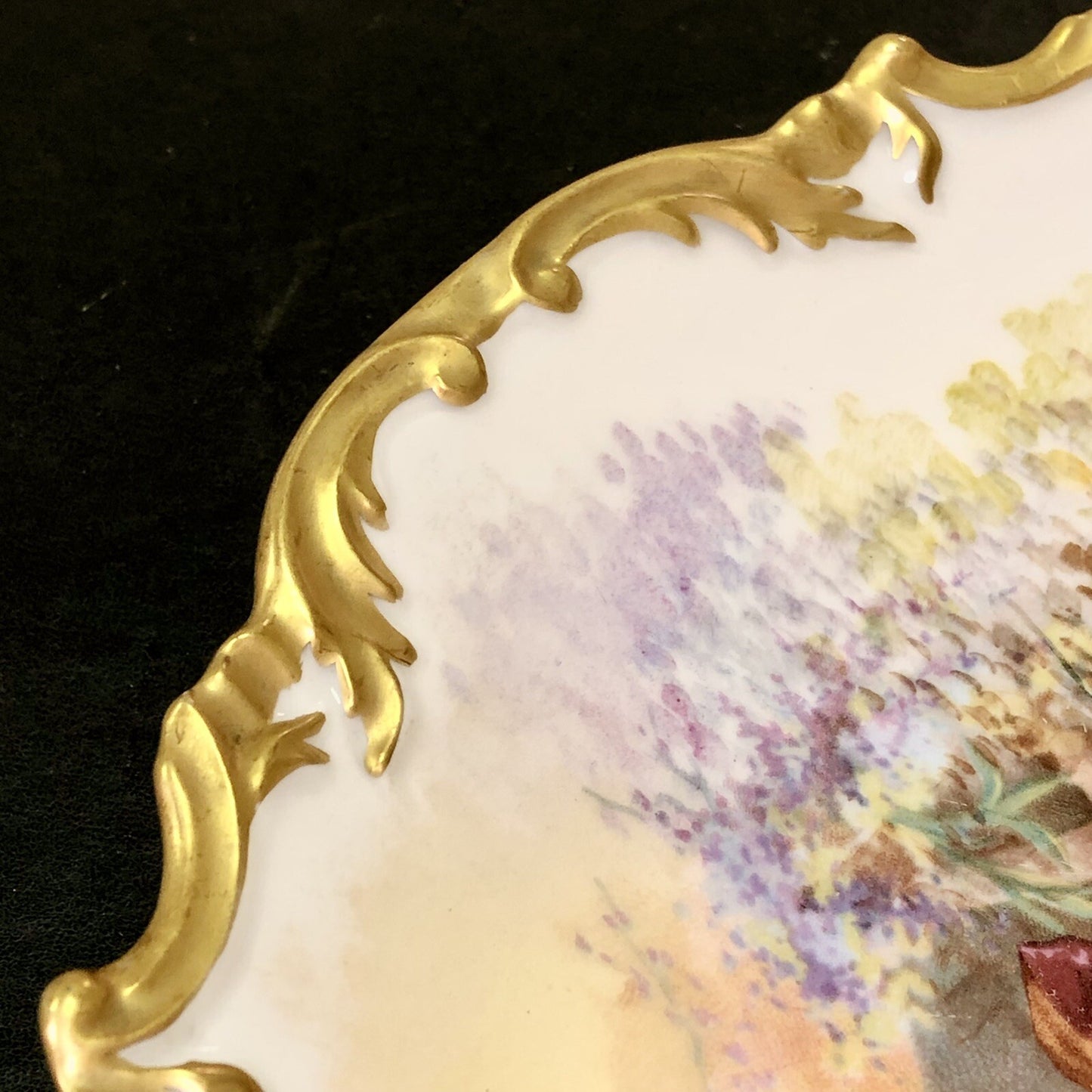 Wm Guerin & Co Limoges France Painted Courtship Gold Dinner Plate 11.5"