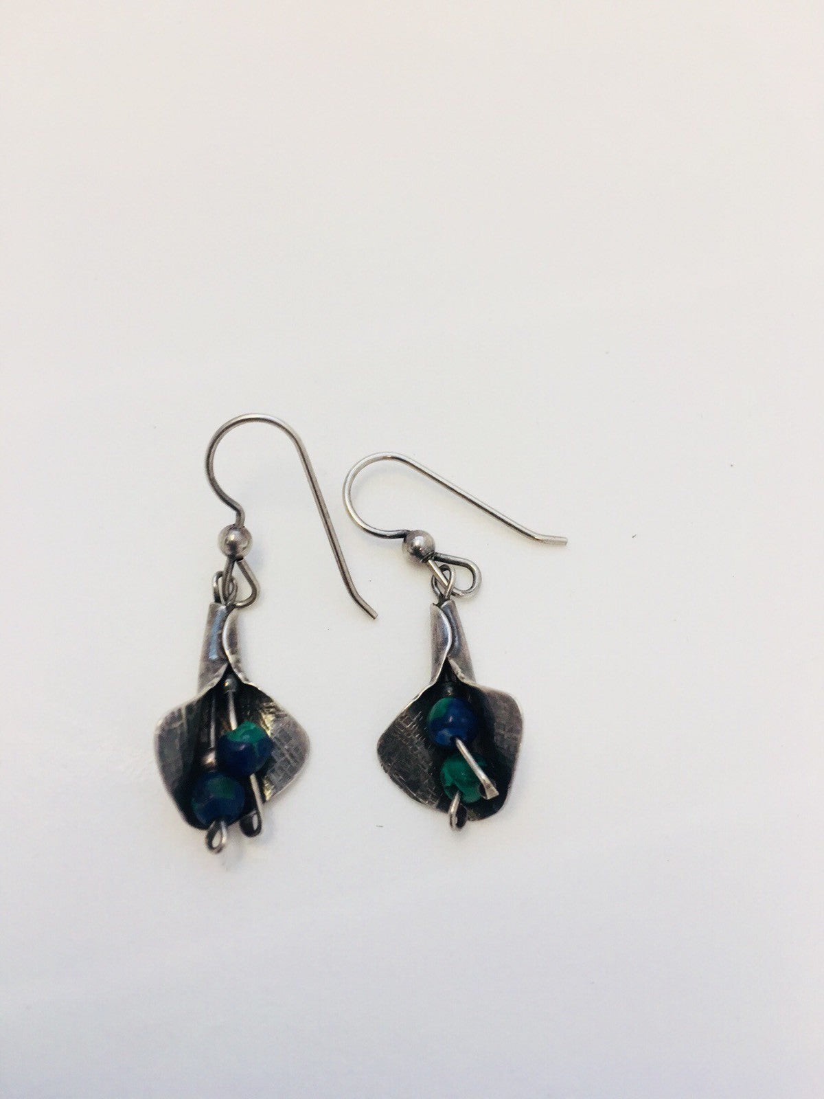 Artisan Sterling Silver 925 Maw Maw Sit Sit Calla Lily Drop Dangle Earrings