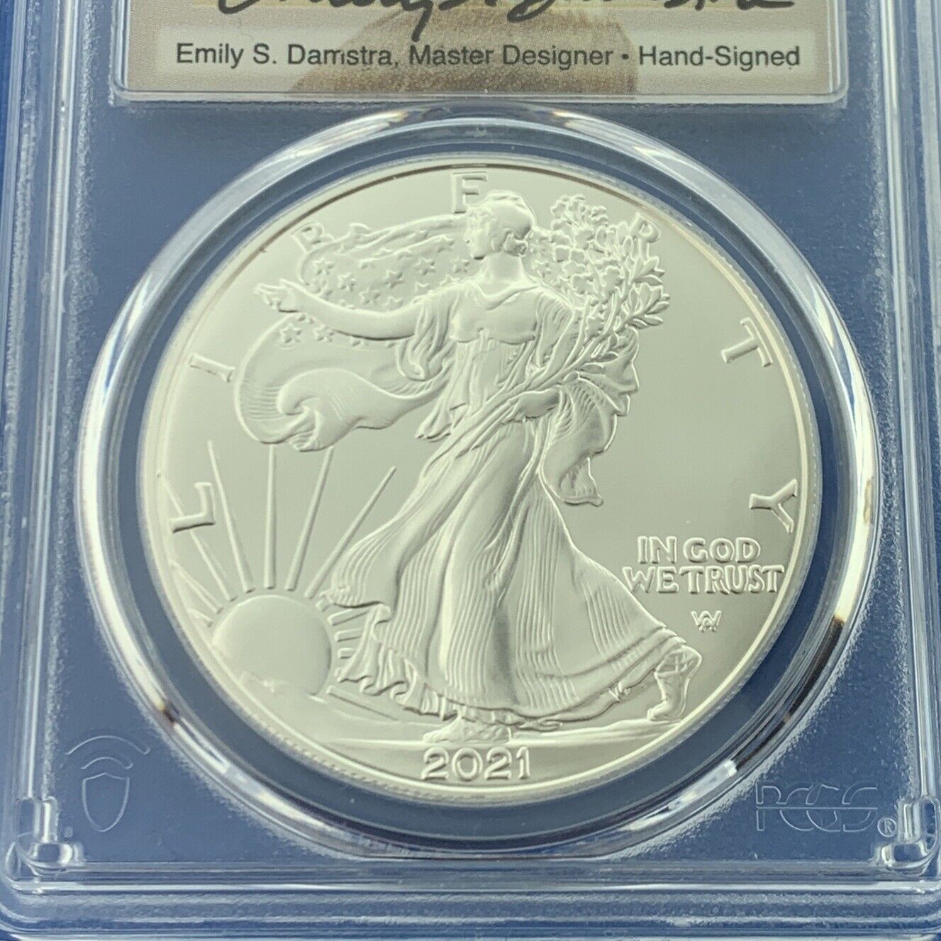 2021 Silver Eagle 999 Fine Silver PCGS MS 70 Type 2 First Strike Emily Damastra