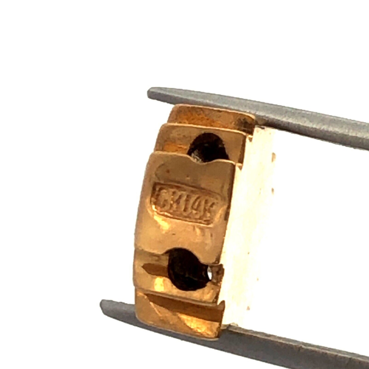 Vintage 10K Yellow Gold Oval Carved Cameo Open Work Slide Bracelet Charm