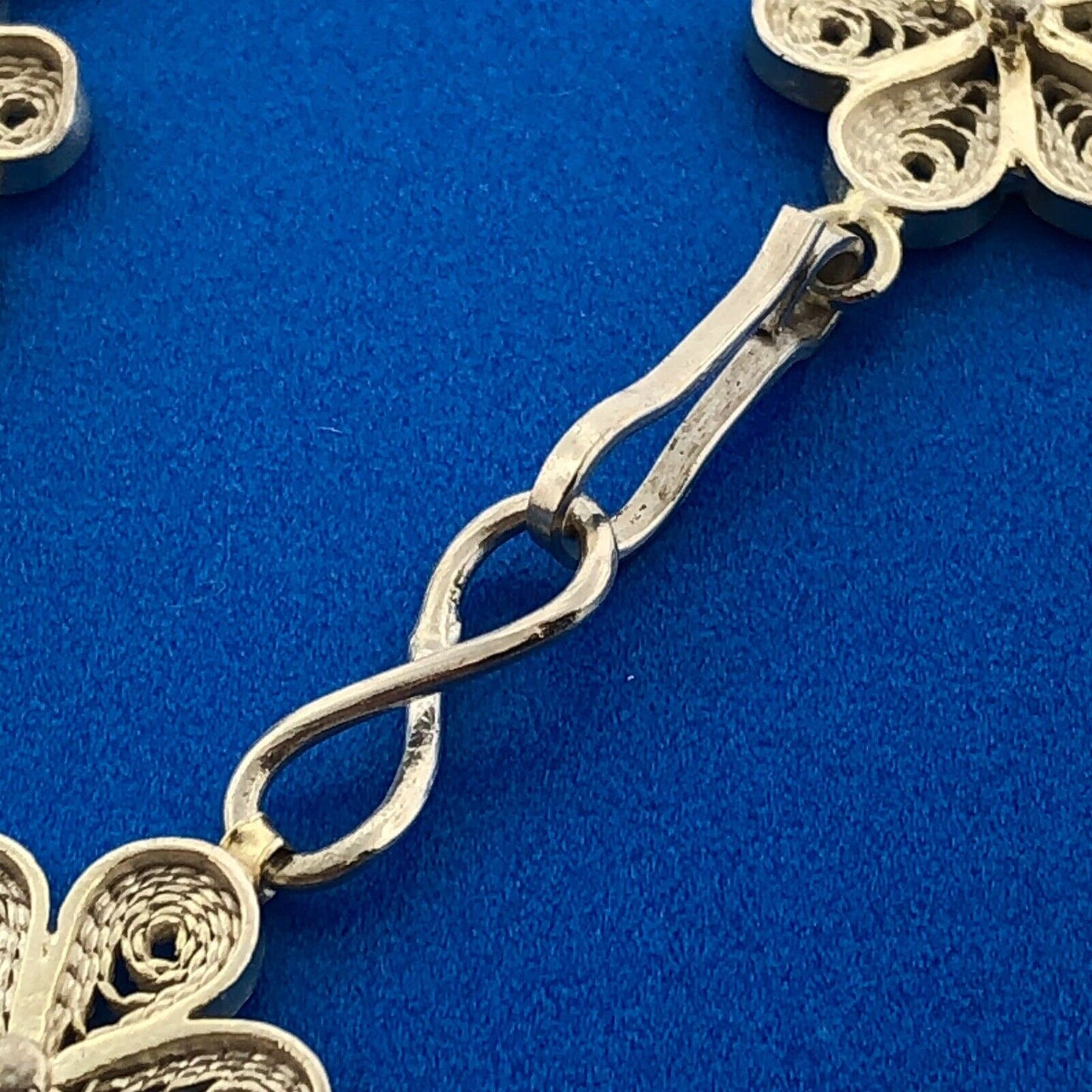 Retro 925 Sterling Silver Vermeil Two Toned Filigree Daisy Flower Panel Bracelet