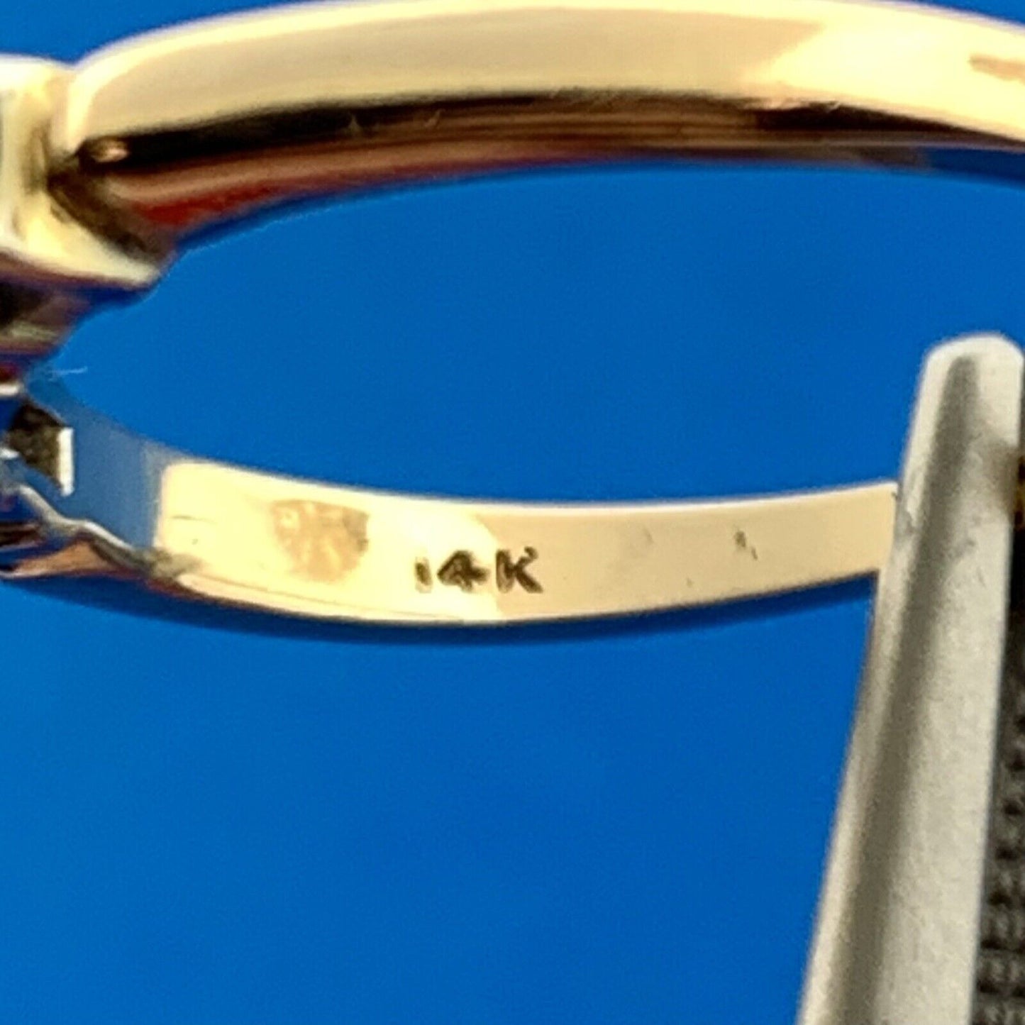 Vintage 14k Yellow Gold Round Cut Diamond Wedding Band Set Ring Size 4.75