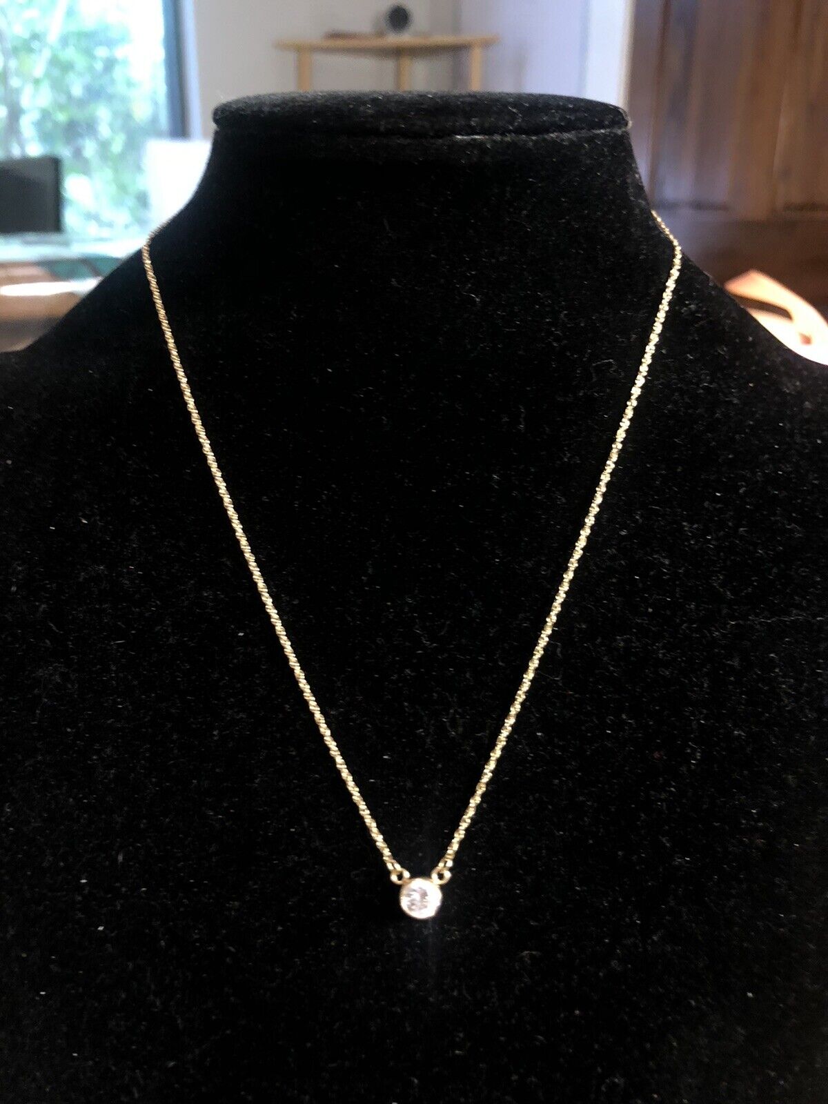 Designer 14K Yellow Gold Diamonique Cubic Zirconia CZ Anniversary Necklace