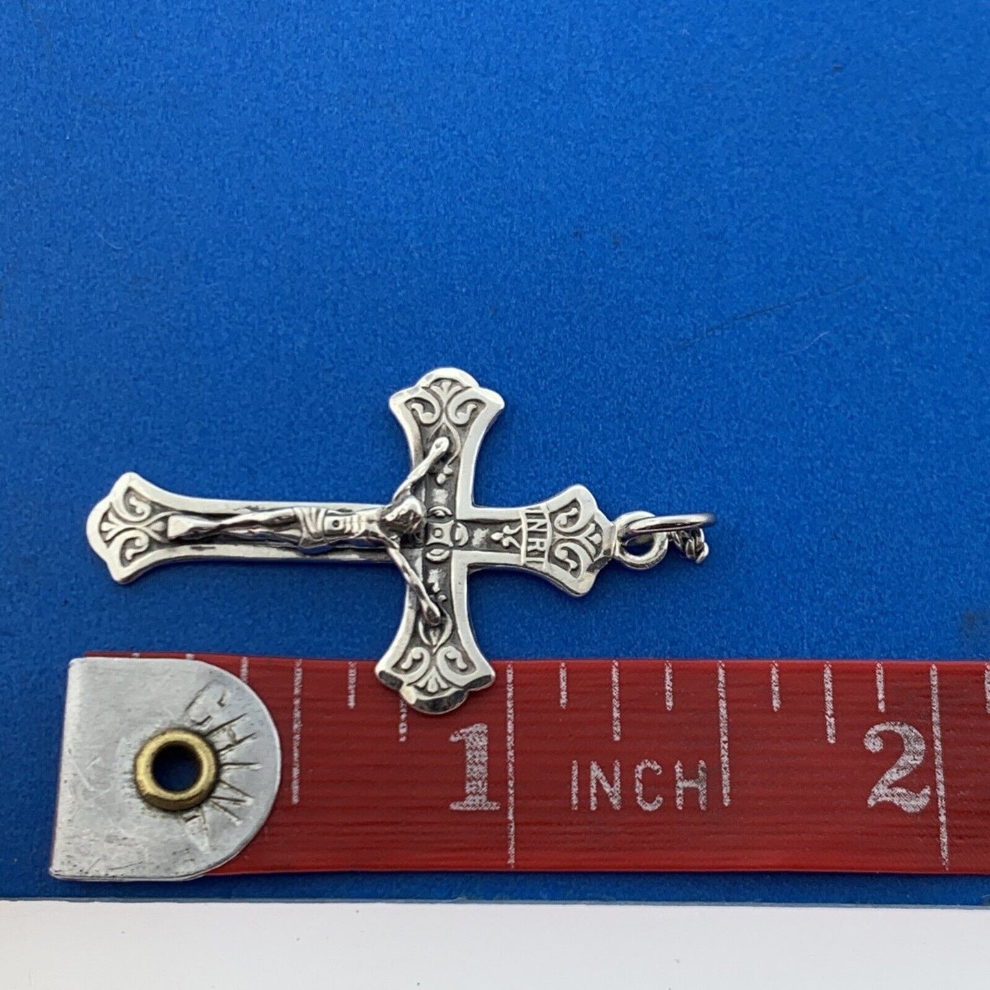 Vintage Designer PTC 925 Sterling Silver Religious Communion Cross Pendant