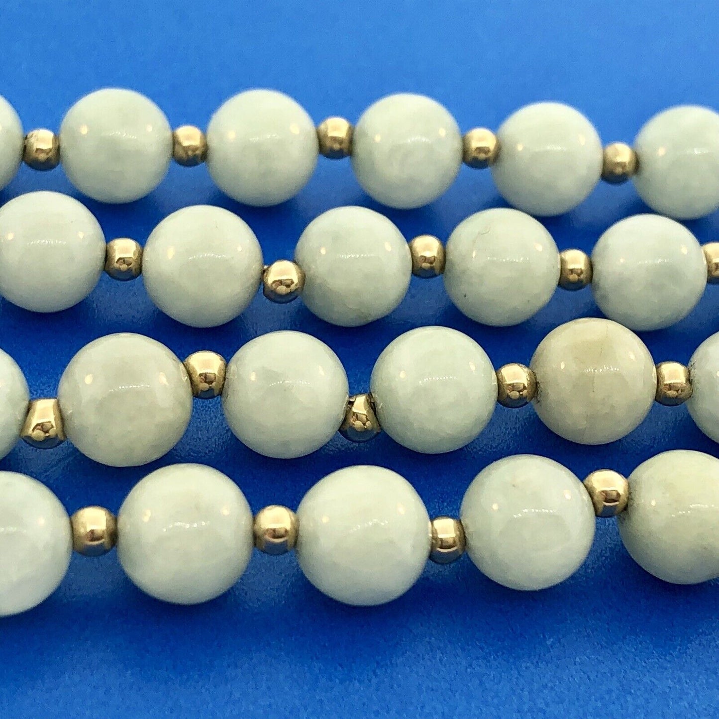 Designer 14K Yellow Gold Jade Jadeite Bead Ball Filigree Clasp Necklace