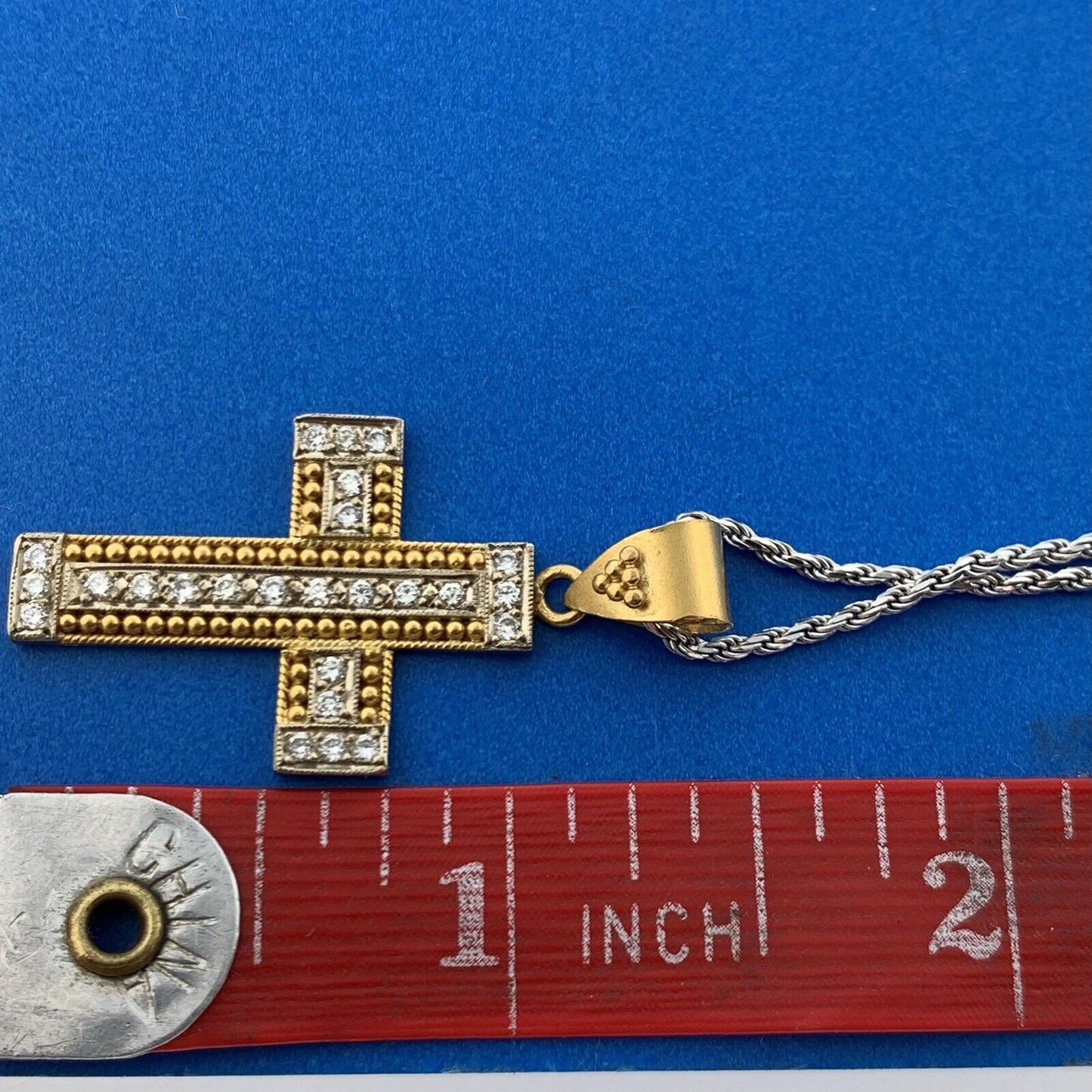 Designer 22K Yellow White Gold Diamond Cross Pendant