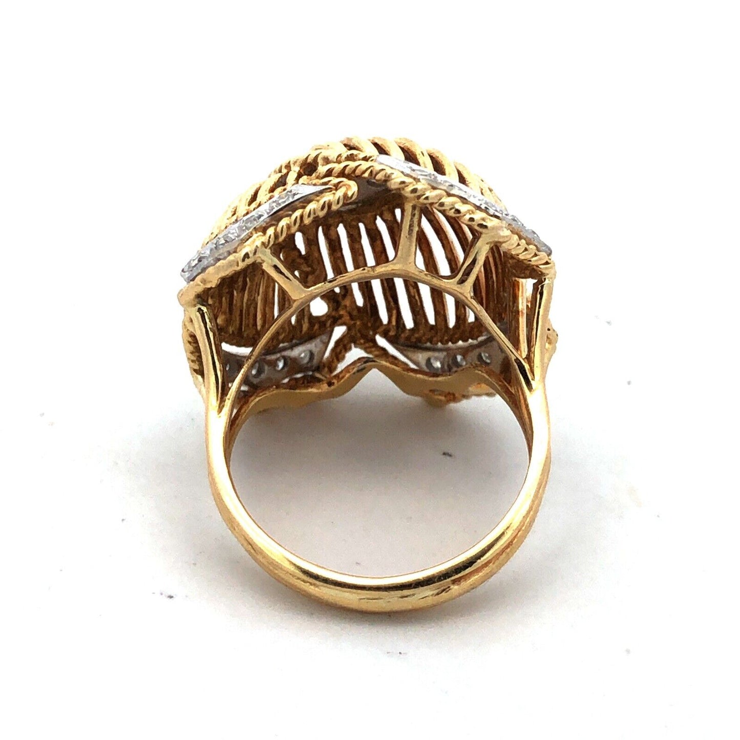 Vintage 10K Yellow Gold White Topaz Dome Cocktail Statement Ring