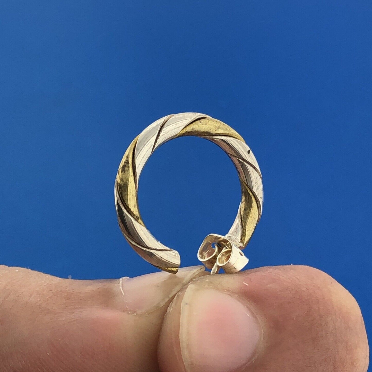 925 Sterling Silver Vermeil Two Tone Classic Hoop Earrings
